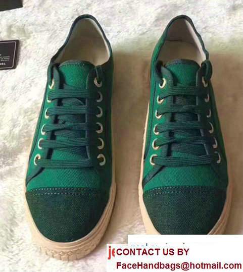 Chanel Lace-ups Tweed & Grosgrain 2cm Height-increasing Shoes Green 2017 - Click Image to Close